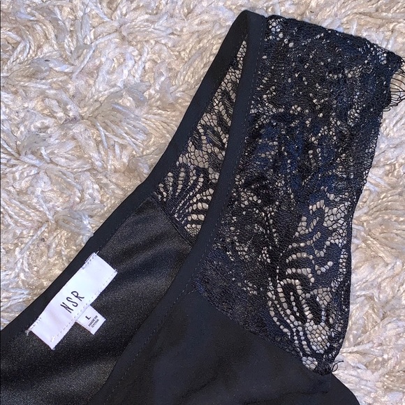 NWT NSR Lace Shoulder Fit and Flare Black Dress, L - Picture 4 of 10